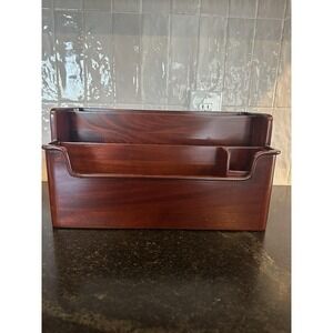 Mahogany Wood File Folder Desk Caddy Organizer Made In Indonesia